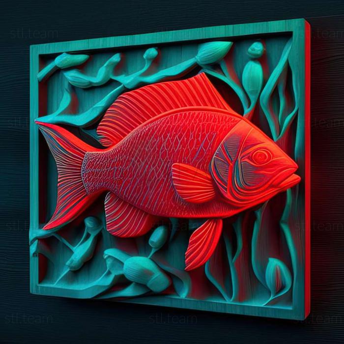 3D model False red neon fish (STL)